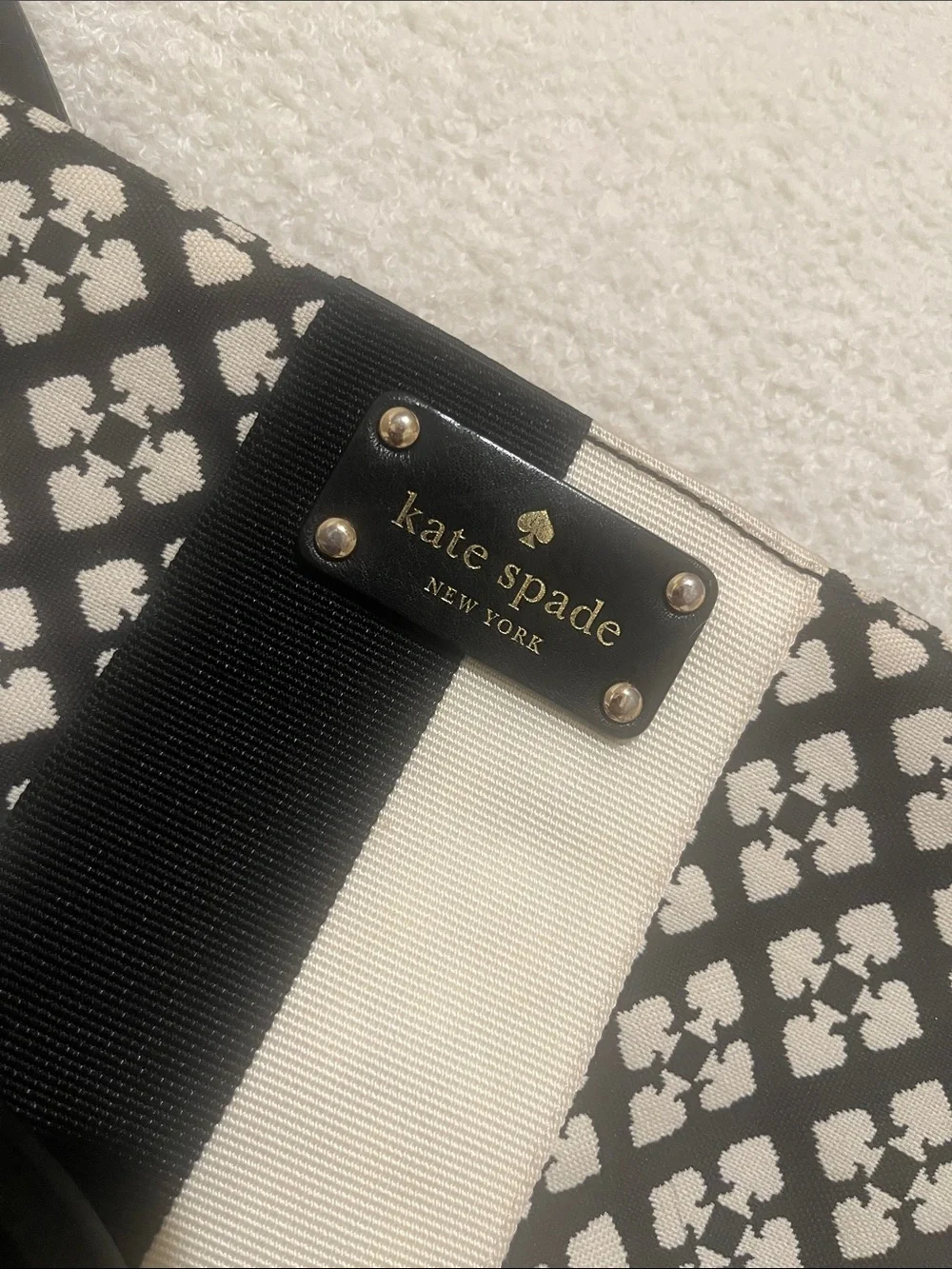 kate spade Black & White Patterned Crossbody with Center Stripe